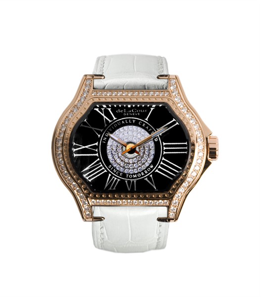 Replica DeLaCour City Ego Lady Rose Gold Diamond Black WAPG0352-1354 Replica Watch